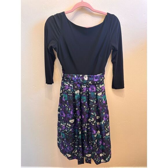 Eliza J Tie Waist Black and Purple Formal Dress Size 4 - Picture 1 of 3